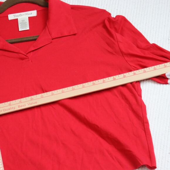 Youth in Revolt Red Rugby Style Cropped Polo Top NWT Size Large - Picture 5 of 6